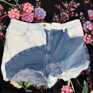 Hollister Blue and White Jean Shorts